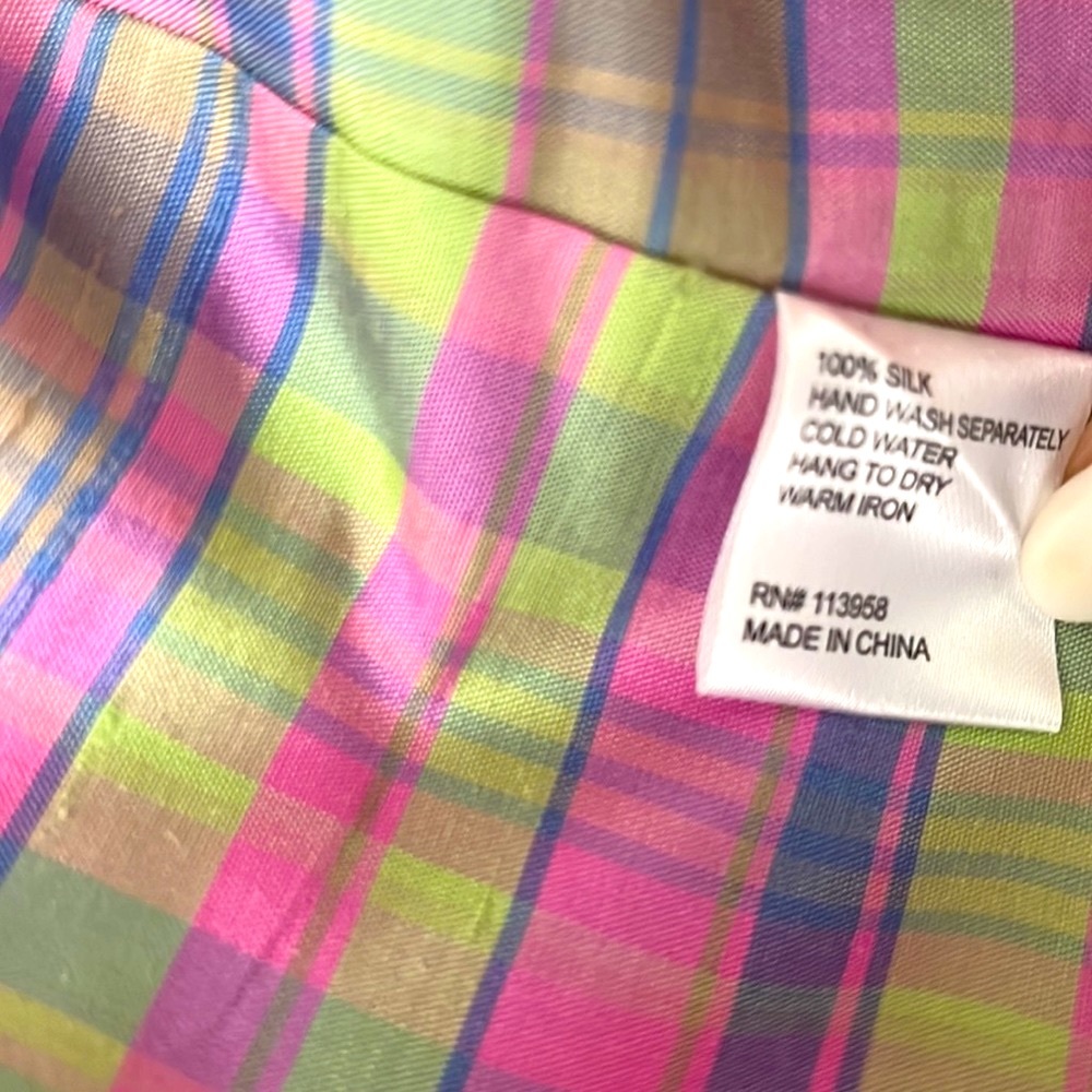 KAI MIRA Women’s Jacket 100% Silk  Size M Color Lime/Pink - Picture 6 of 6